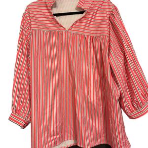 Pink, Black and White Striped Blouse